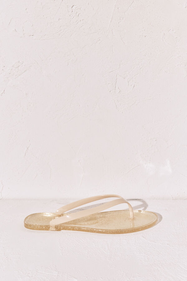 Women'secret Chanclas dedo efecto brillo glitter amarillo amarillo