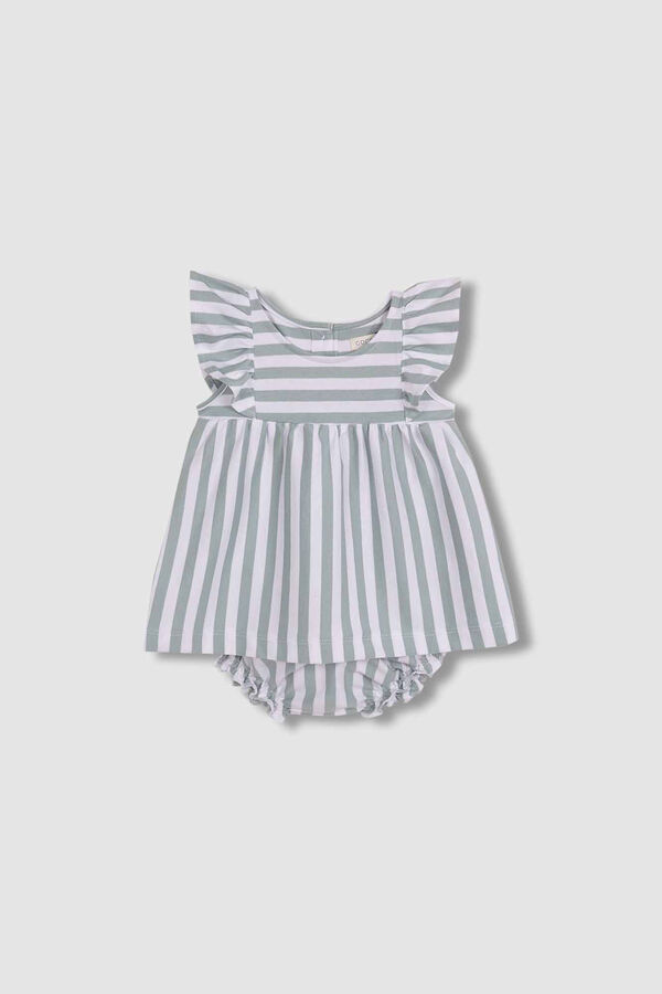 Gocco Vestido de rayas de punto verde verde