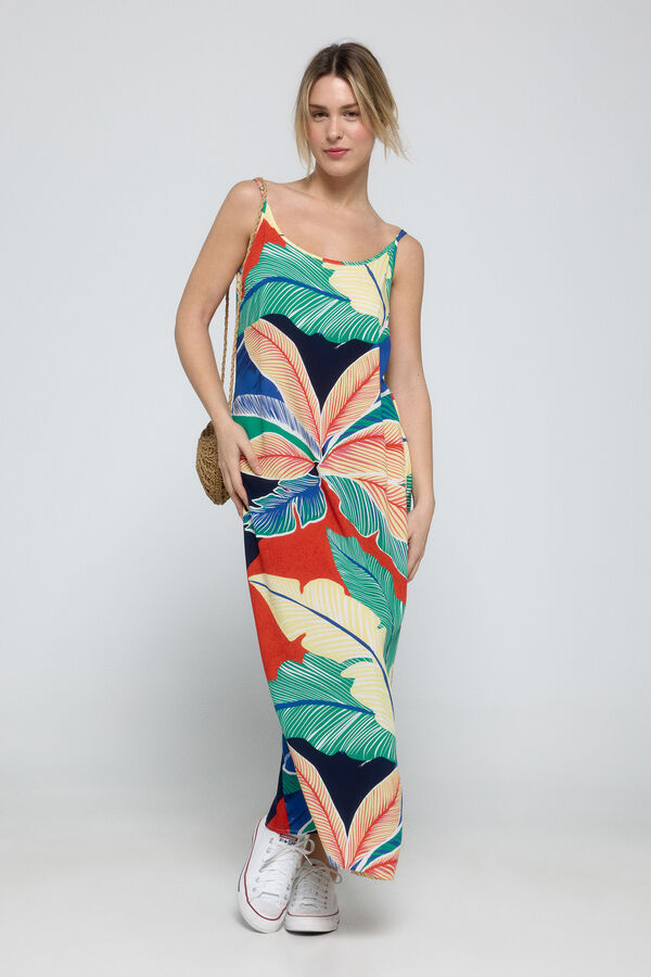 Pieces Vestido comprido estampado vermelho