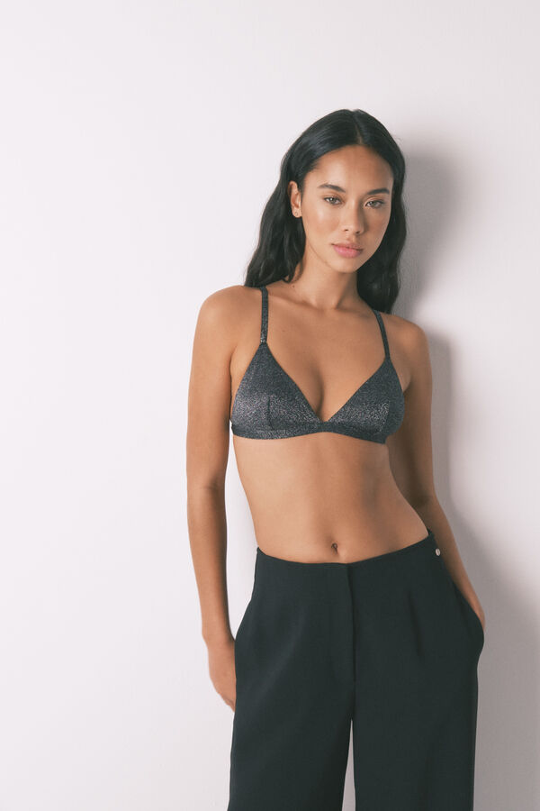 Women'secret Sujetador NATURAL lurex terciopelo negro negro