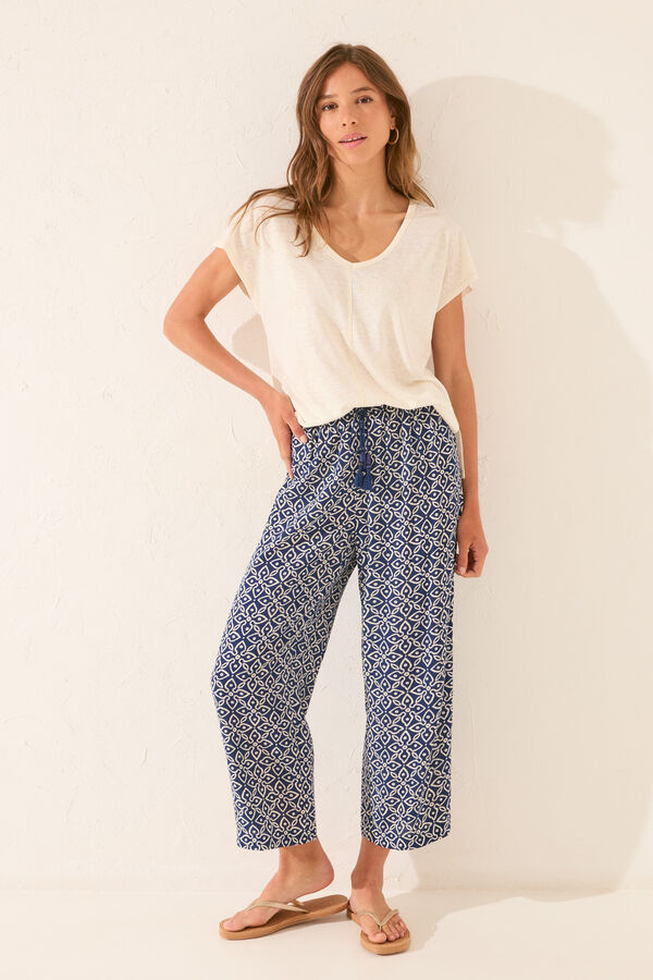 Women'secret Pantalón Capri estampado sello estampado