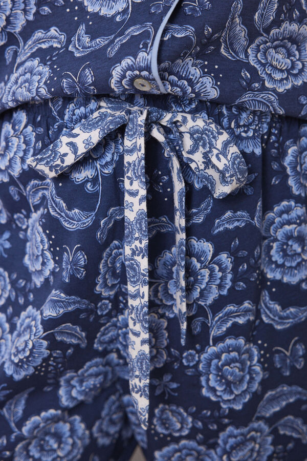 Women'secret Pijama camisa de algod&atilde;o manga curta cal&ccedil;a azul