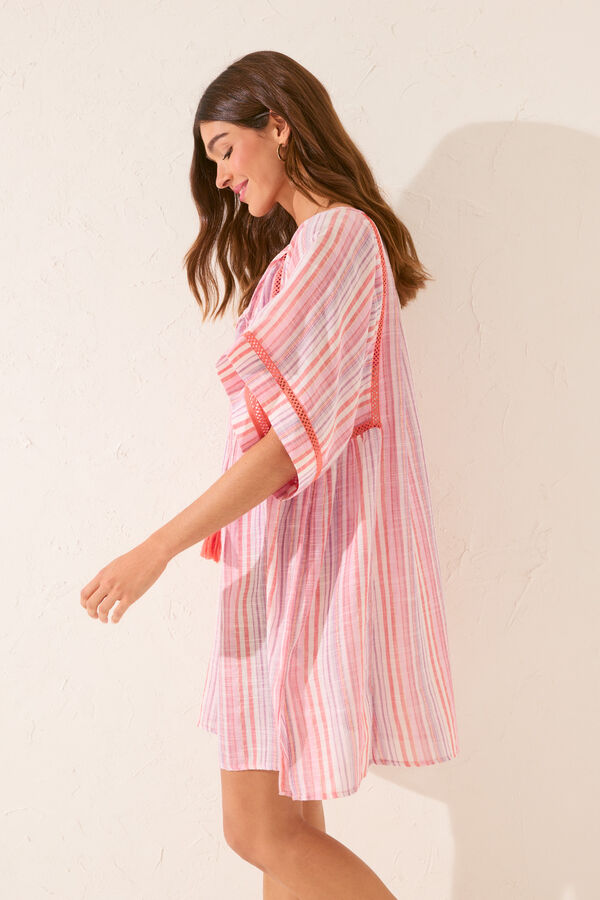 Women'secret T&uacute;nica curta de tecido estampado com riscas estampado