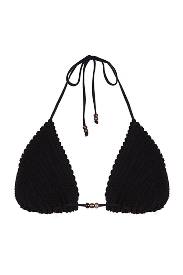 Womensecret Top bikini triangular crochet negro negro