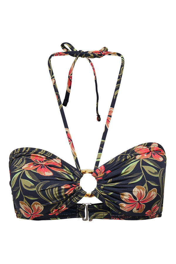 Only Top de biqu&iacute;ni estilo bandeau com estampa floral azul