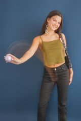 HI&BYE Crop top tirantes lurex kaki kaki