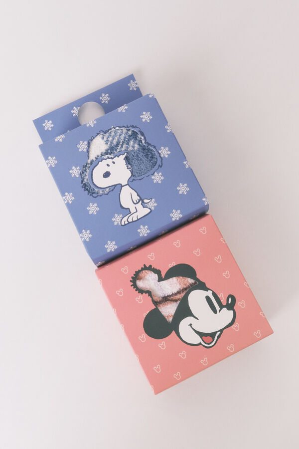 Women'secret Meias compridas de pelo com estampa xadrez do Snoopy azul