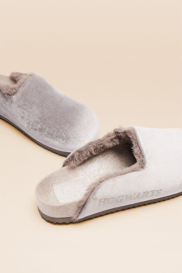 Women'secret Zapatillas casa Harry Potter zueco fieltro pelo gris
