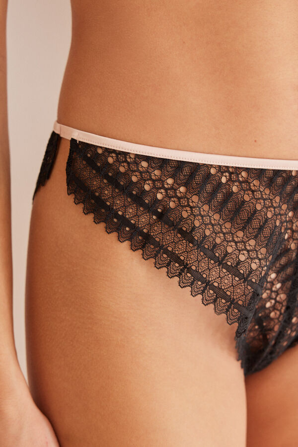 Women'secret Cuequinha larga culotte renda preta preto