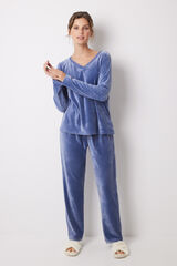 Women'secret Pijama largo terciopelo soft touch azul azul