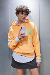 HI&BYE Sudadera capucha felpa naranja logo naranja