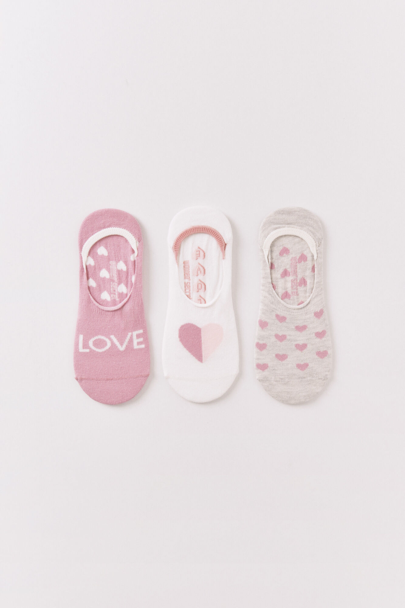 Women'secret Pacote com 3 meias slip-on com estampa de meias 