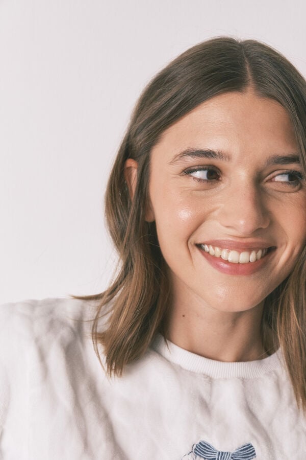 Women'secret Pijama polar branco pijama comprido e macio bege