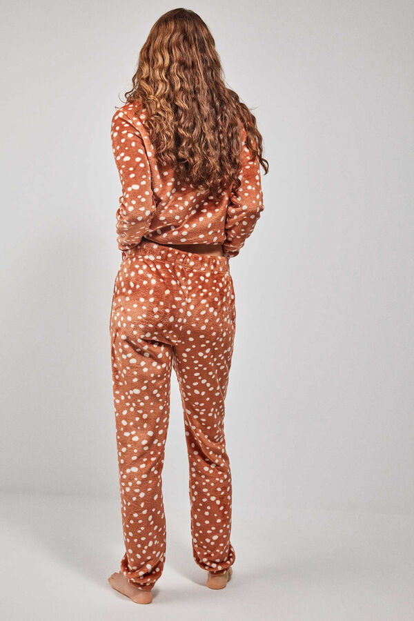 Gisela Pijama largo estampado animal print blanco