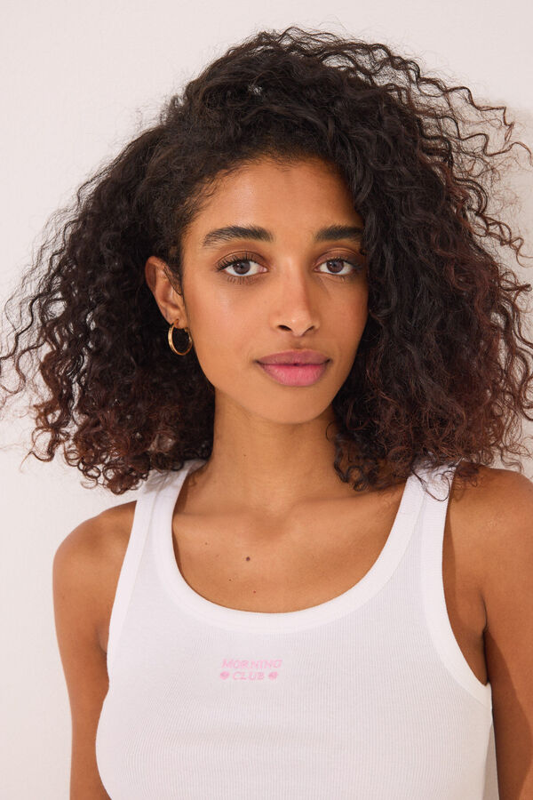 Women'secret T-shirt al&ccedil;as canelada branco bege