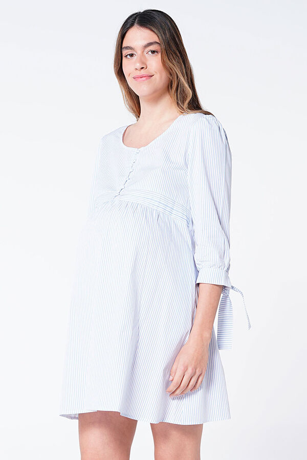 Womensecret Vestido corto maternity lactancia rayas lazo azul