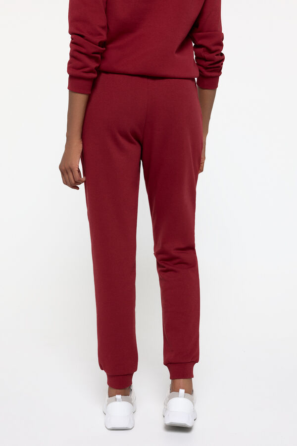 Only Play Pantal&oacute;n jogger suave de cintura alta y bolsillos laterales, color granate rojo