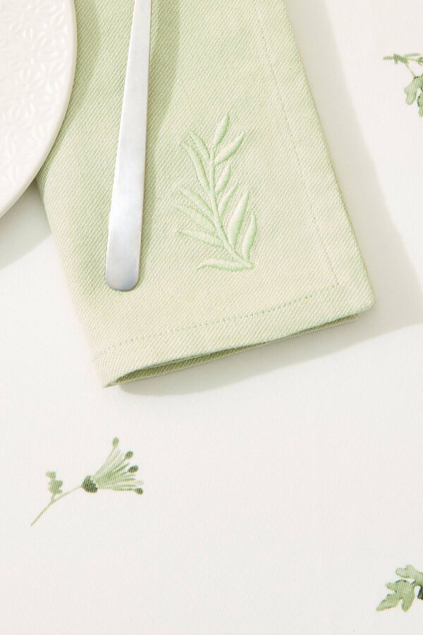 Textura Mantel antimanchas redondo hojas kaki