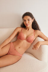 Women'secret GORGEOUS Sujetador push up encaje y microfibra coral naranja