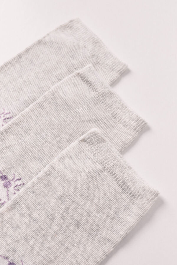 Women'secret Pack 3 meias curtas estampadas Peanuts cinzento