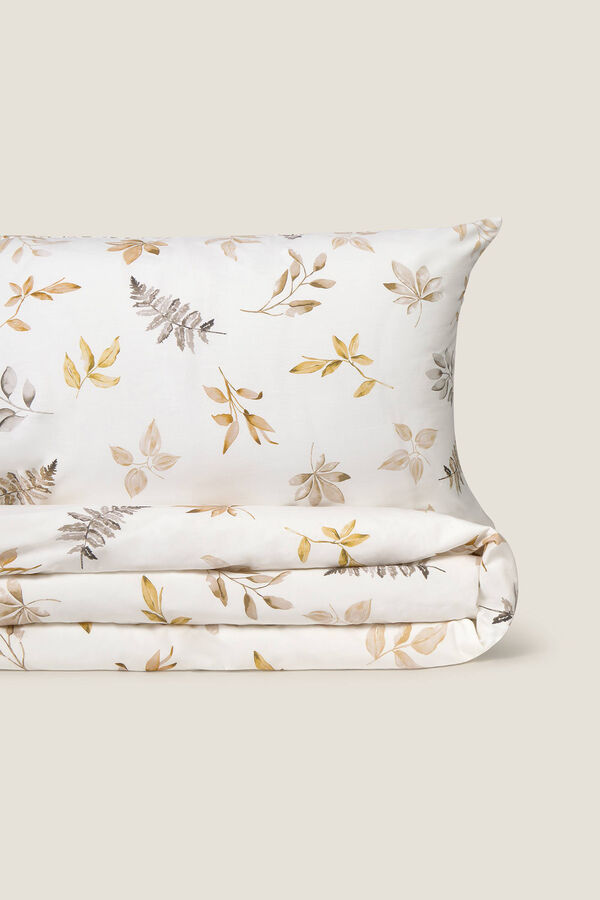 Textura Capa de edredom de algod&atilde;o com folhas em um galho cru