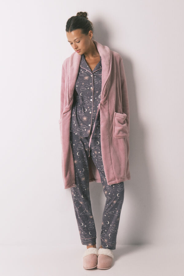 Women'secret Robe midi de l&atilde; polar rosa rosa