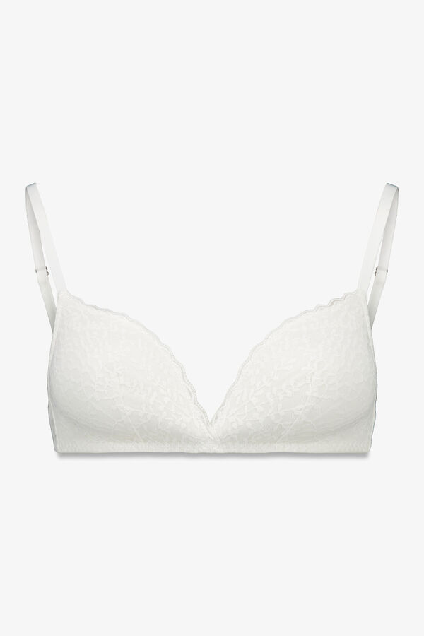 Women'secret Soutien enchimento CHARMING com renda branca branco