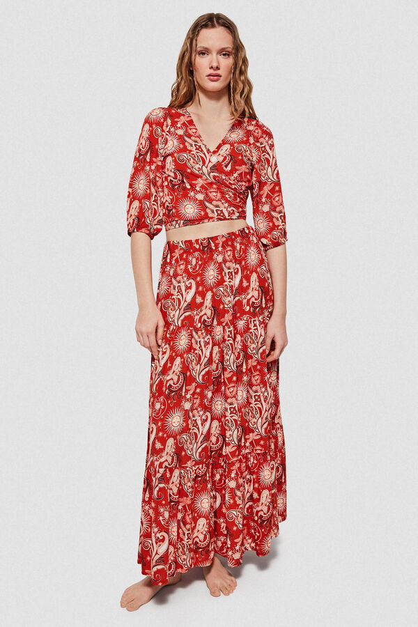 Gisela Falda larga estampada blanco