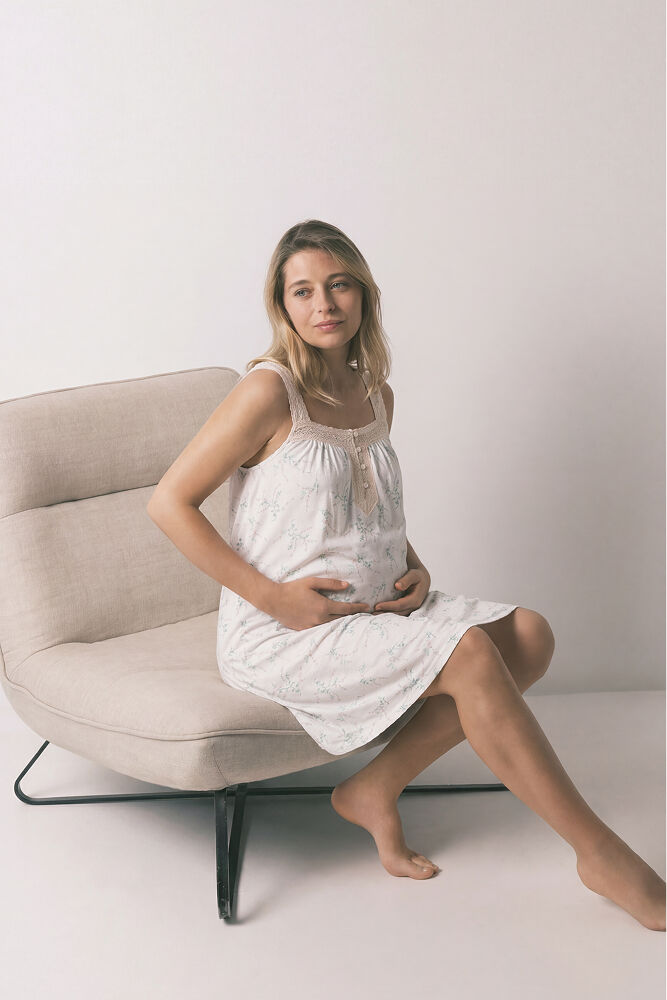 Women'secret Camisa de dormir curta maternity em algod&atilde;o estampado flores