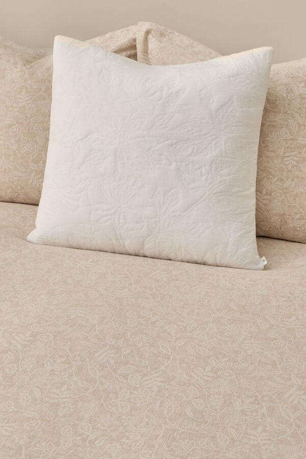 Textura Capa de edredão com estrutura floral bege