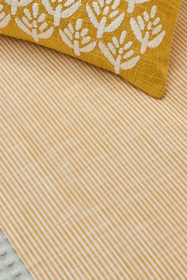 Textura S&aacute;bana algod&oacute;n rayas efecto lino amarillo