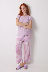 Women'secret Pijama Capri estampado geom&eacute;trico lila  morado/lila