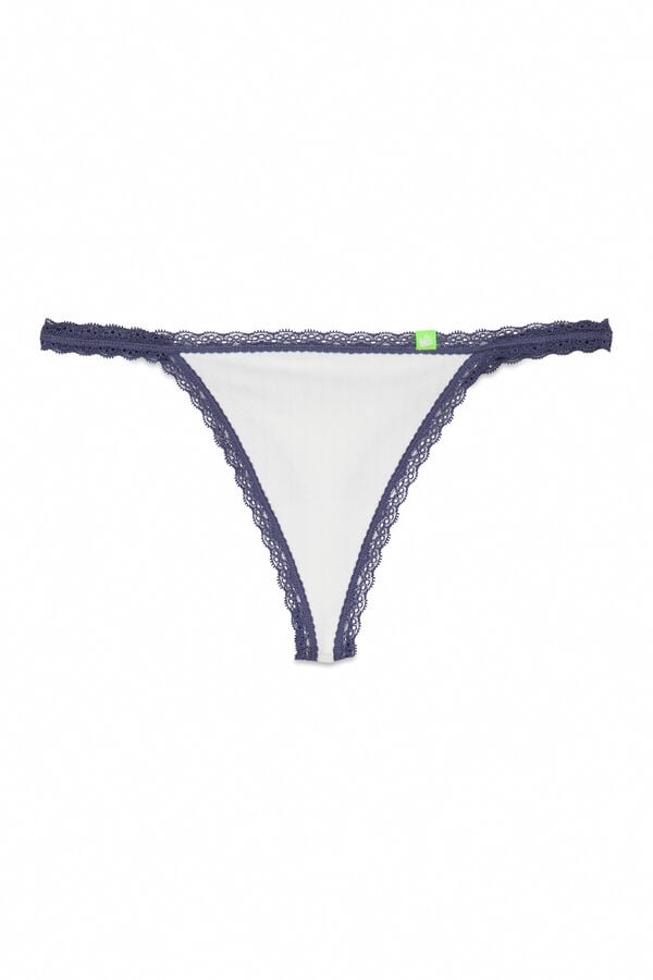 HI&BYE Tanga branca sem costura pointelle branco