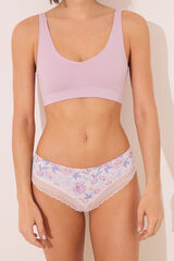 Women'secret Cueca brasileira larga com estampa floral multicolorida estampado