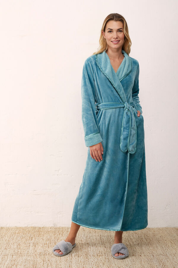 Promise Bata larga sedalina con cintur&oacute;n turquesa