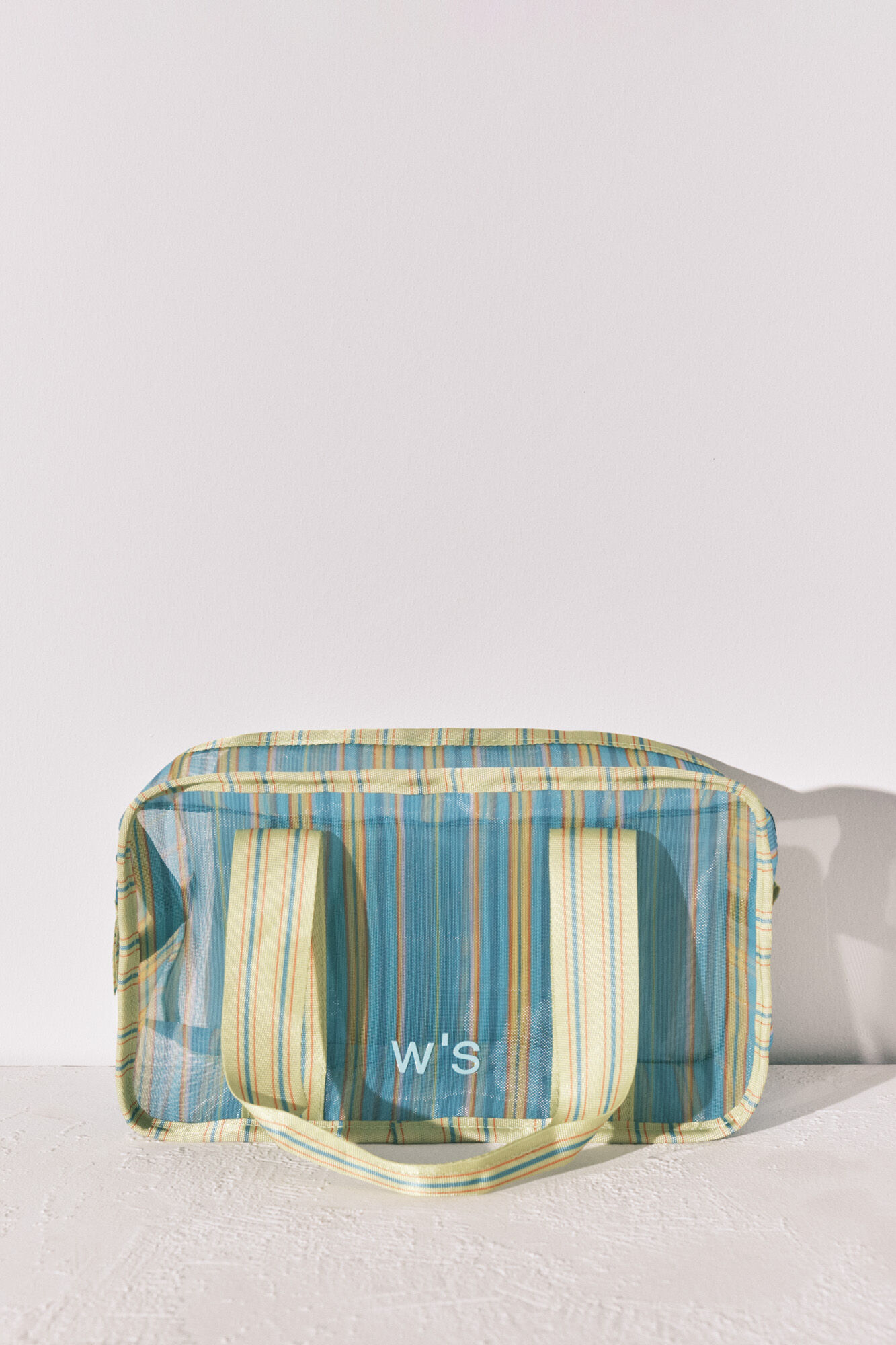 Women'secret N&eacute;cessaire m&eacute;dio em tecido mesh riscas azul e verde