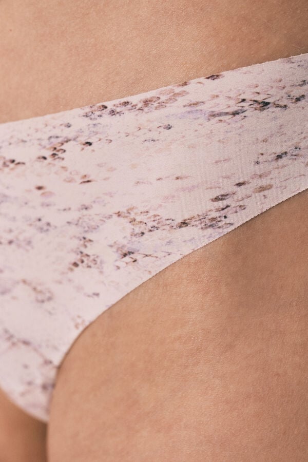 Women'secret Tanga em microfibra clean cut estampado serpente branco