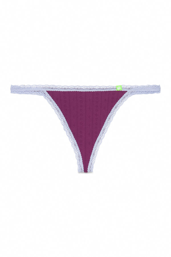 HI&BYE Tanga seamless pointelle vino burdeos
