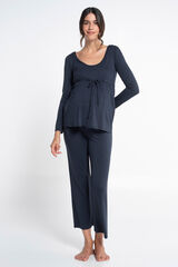 Ohma! Pijama largo falsa chaqueta azul