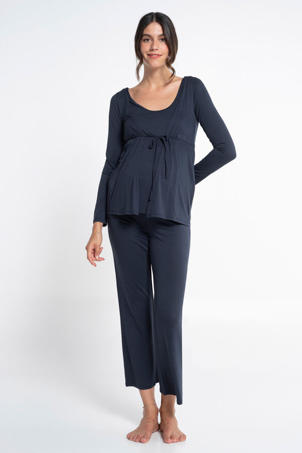 Ohma! Pijama largo falsa chaqueta azul