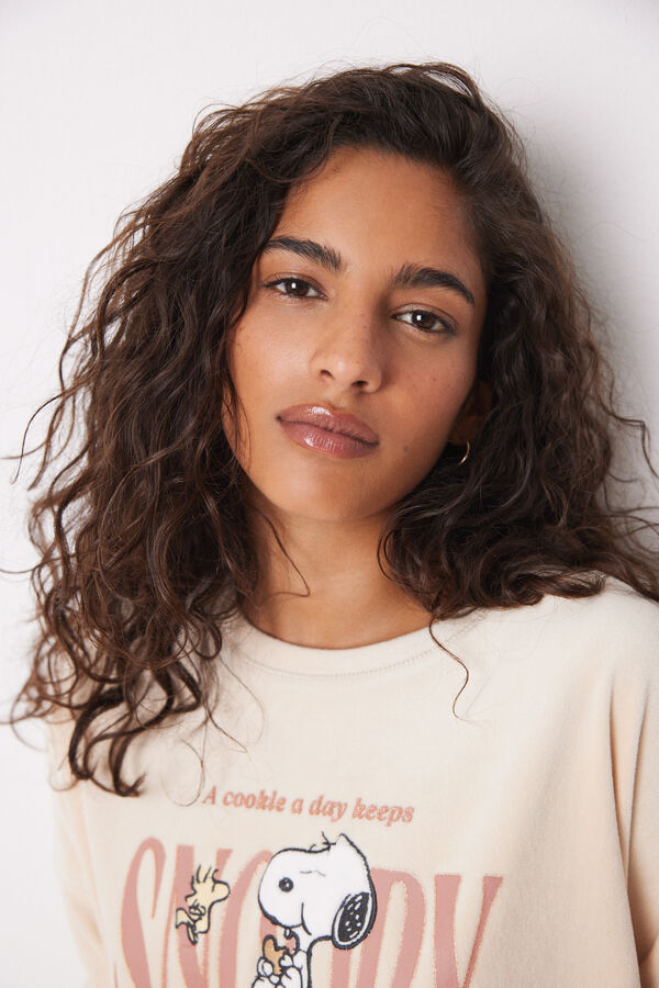 Women'secret Pijama largo terciopelo Snoopy nude