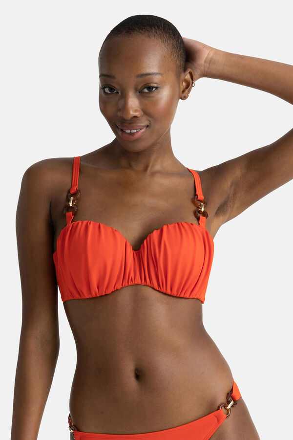 Dorina Top de bikini estilo bandeau con relleno fino naranja