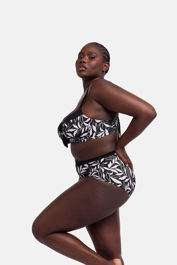 Dorina Calcinha alta estampado preta preto