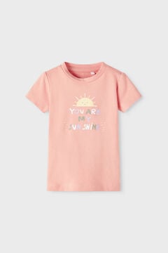 Womensecret T-shirt de bebé menina de manga curta com estampado frontal rosa