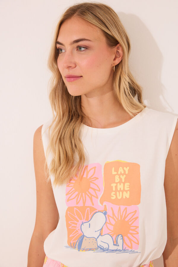 Women'secret Pijama curto com sola Snoopy  bege