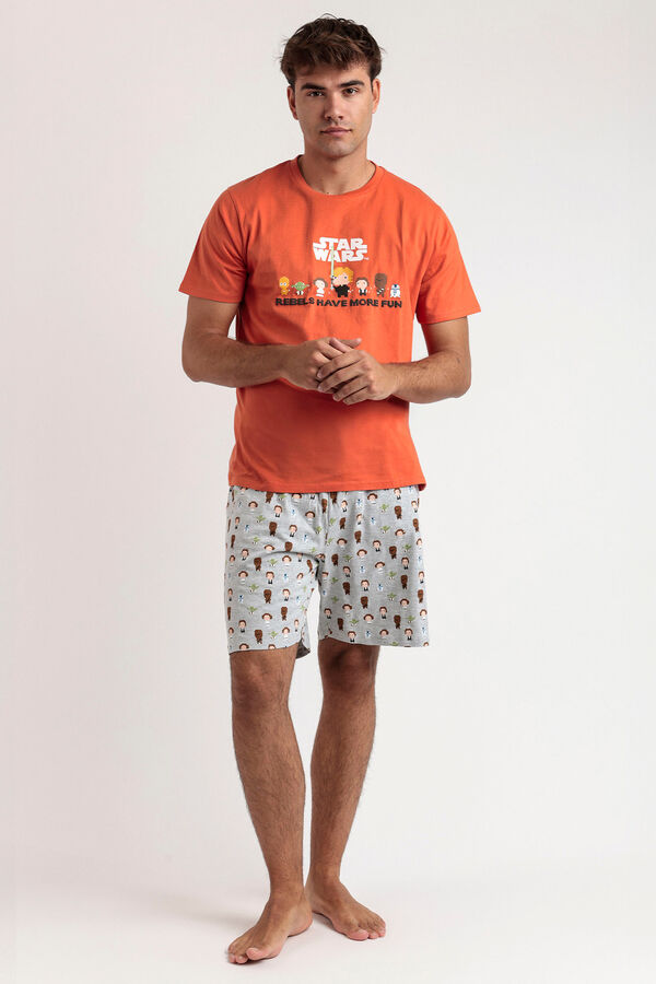 Admas Pijama corto pixel wars Star Wars naranja