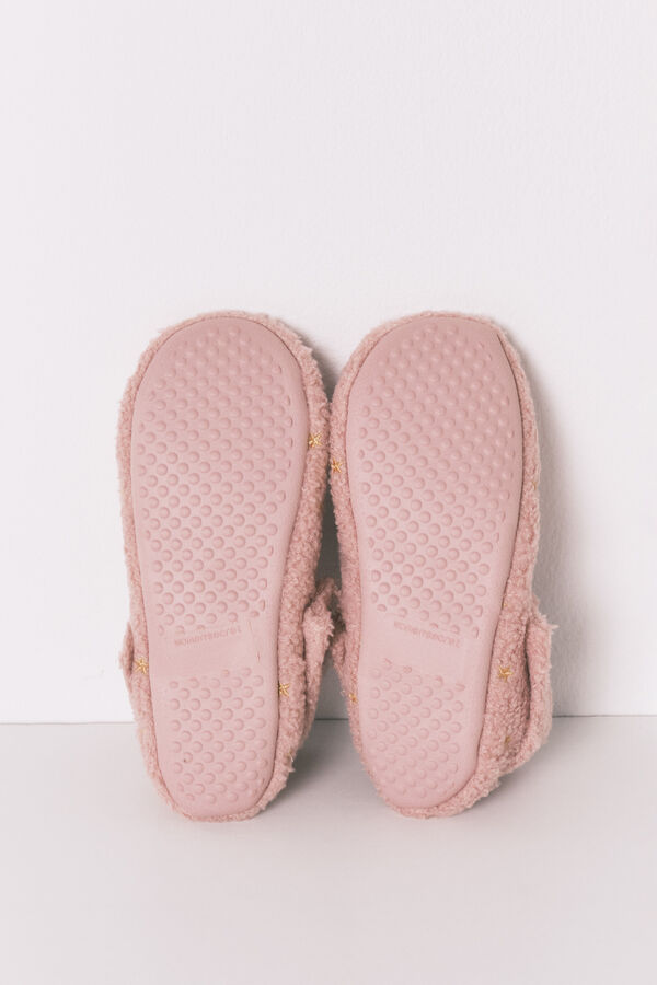 Women'secret Zapatillas casa borreguito rosa brillo rosa