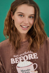 Women'secret Pijama veludo Manolo Bakes cru