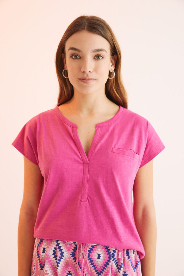 Womensecret T-shirt 100% algodão manga curta rosa fúcsia rosa