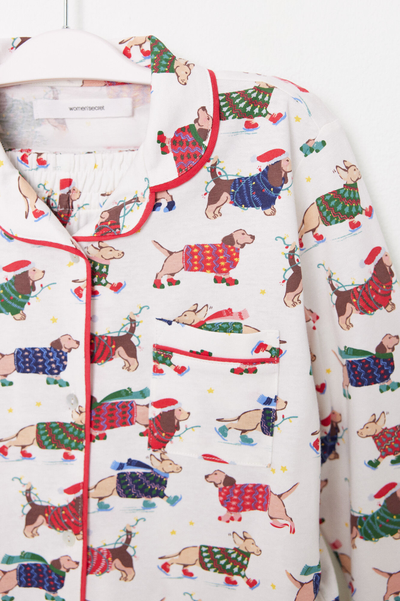 Women'secret Pijama camisa infantil com cachorros coloridos, 100% algod&atilde;o